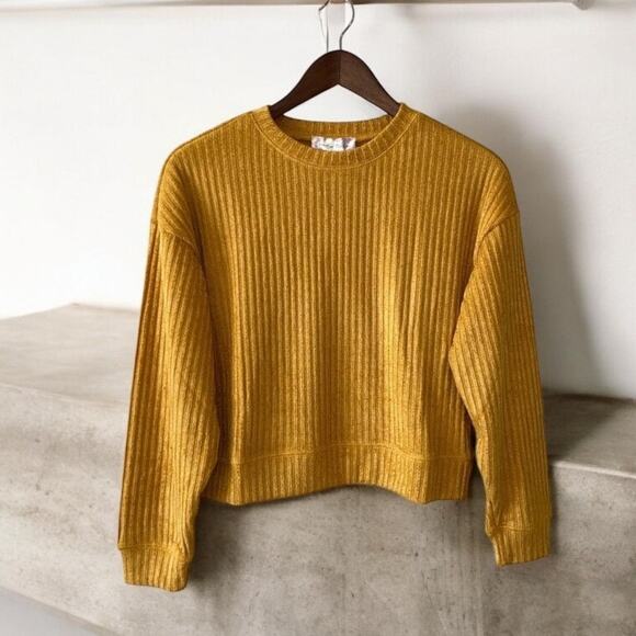 Band of The Free Cropped Oversize Rib Sweater Golden Small NWT - Picture 1 of 7